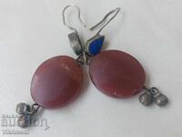 Cercei etno, carneol, lapis, șah, vintage, sclipici, arpalii, piatră,