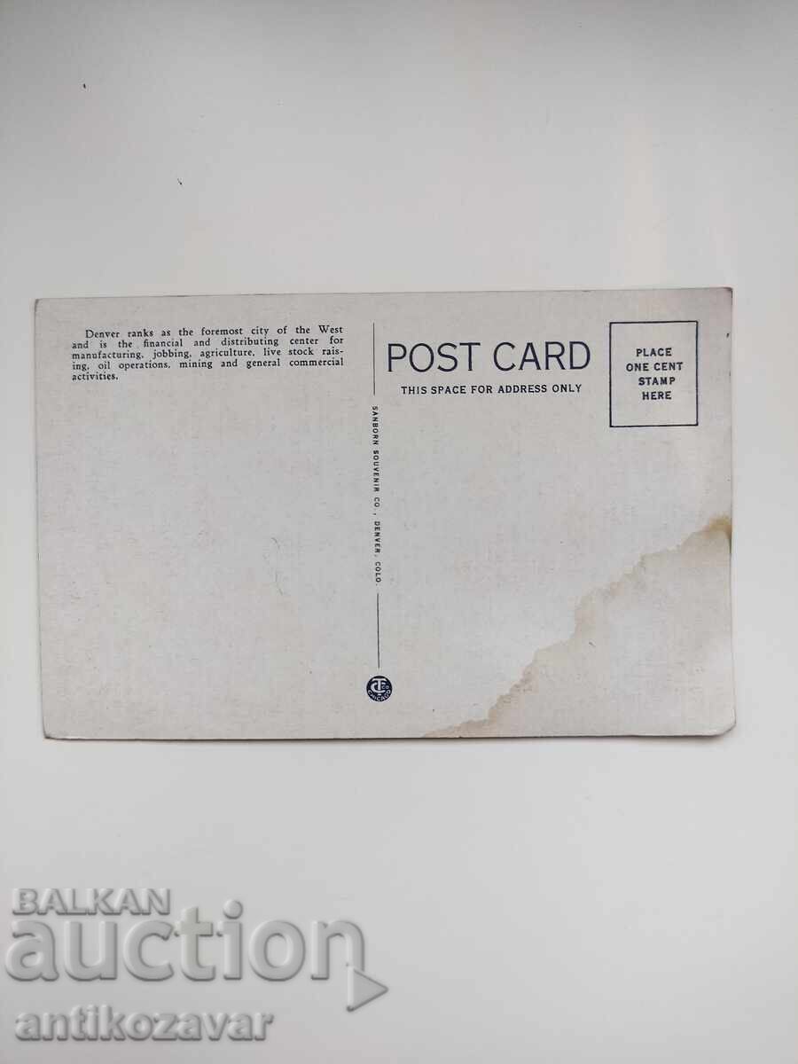 Стара пощенска картичка на бизнес района на Денвър, 1940г. с цена 10.00 лв. | € 5.11