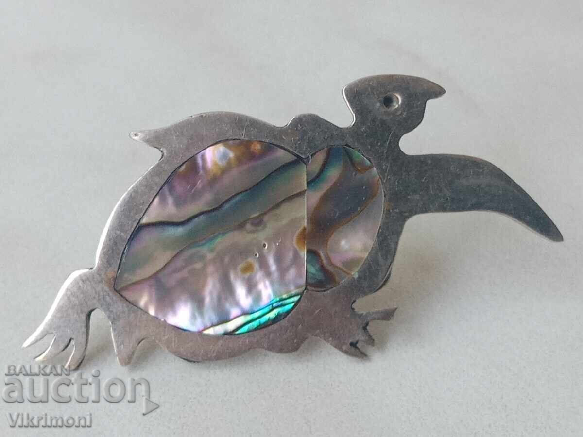 Broșă țestoasă Retro, sidef regal, abalone, marcată - 7 Broșă țestoasă Retro, sidef regal, abalone, marcată - 7