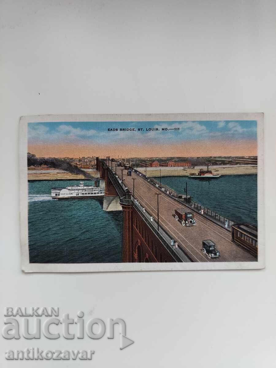 Old postcard of the Eads Bridge, Missouri, 1940s