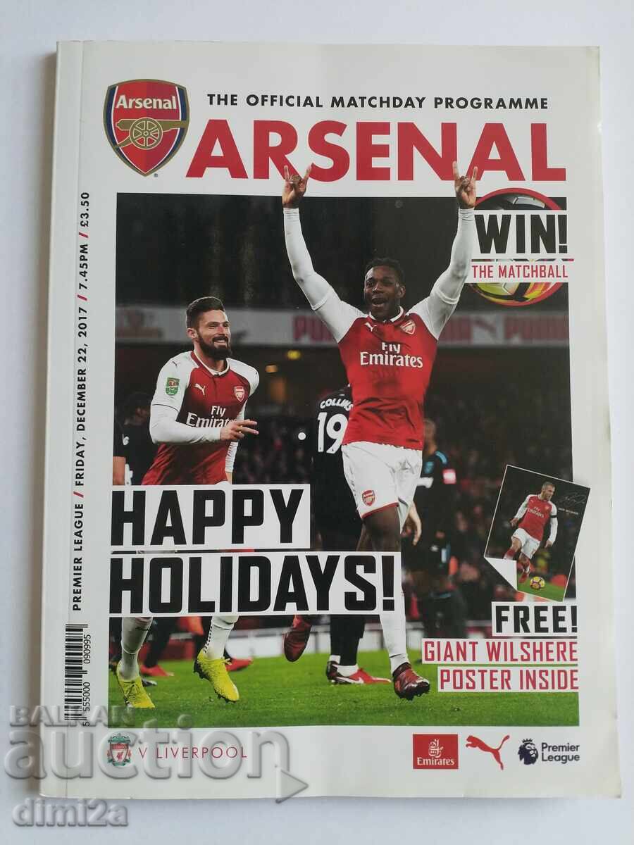 Football program Liverpool Arsenal and West Bromwich Football program Liverpool Arsenal and West Bromwich