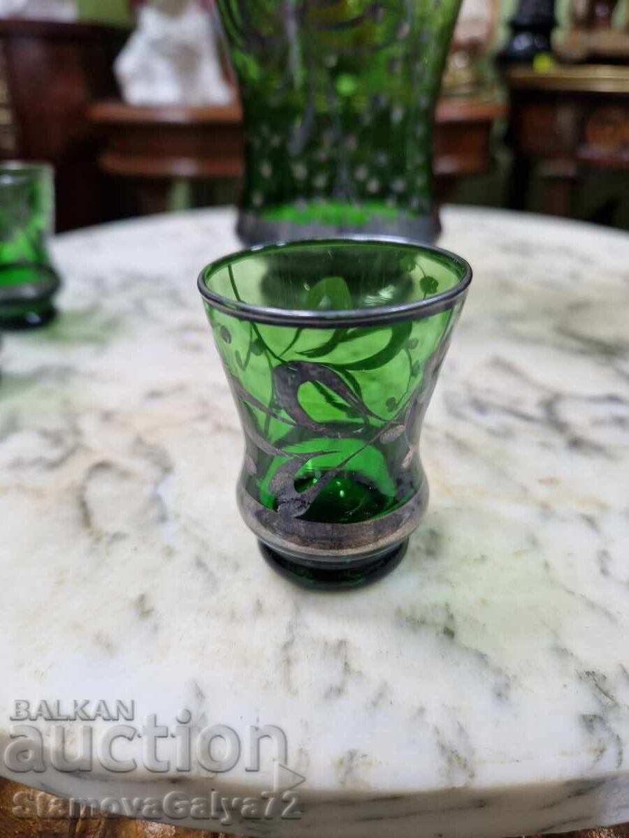Unique Italian green glass service with silver - 6