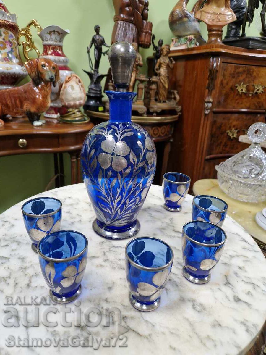 Παράδοση Υπέροχο ιταλικό σερβίτσιο από μπλε γυαλί και ασήμι