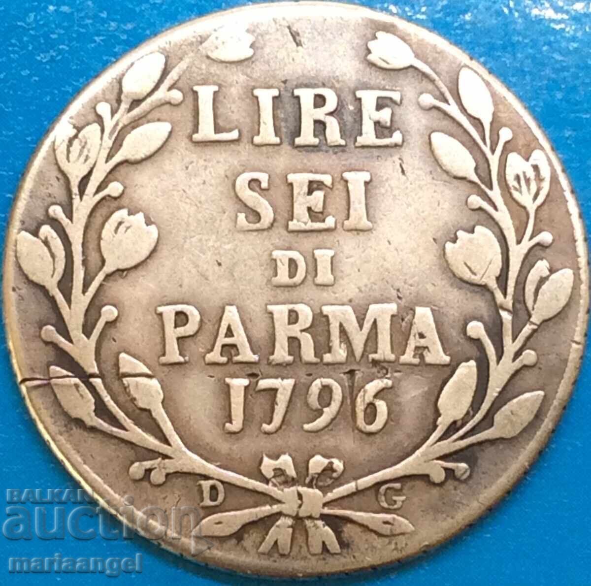 Πάρμα 6 Λίρες 1796 Ιταλία Φερδινάνδος ντι Μπουρμπόν 7,03γρ Ag - 6