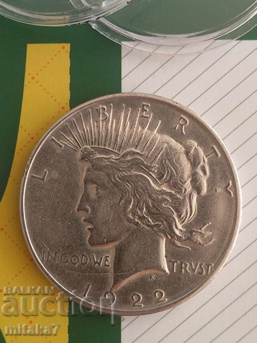 Peace Dollar 1922-D year, silver, USA