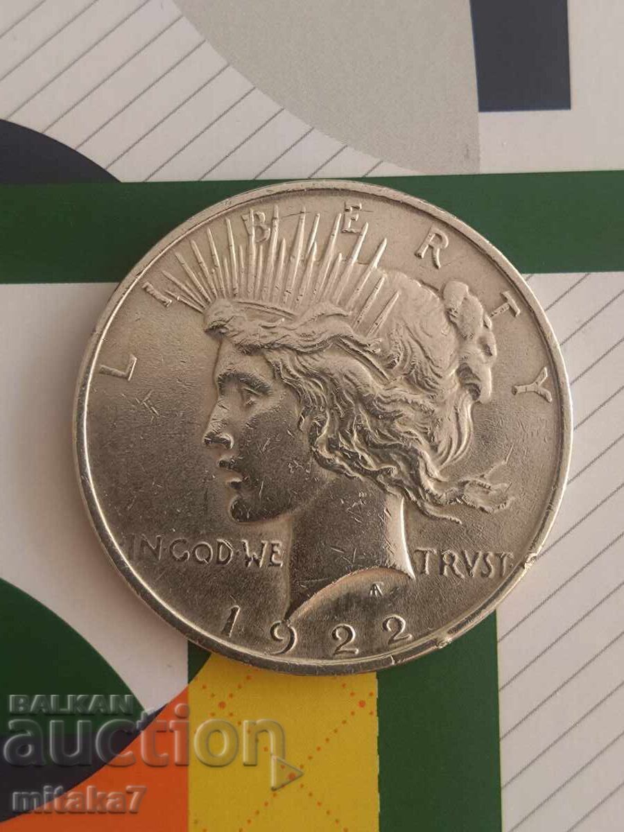 Peace Dollar 1922, Silver, USA Peace Dollar 1922, Silver, USA