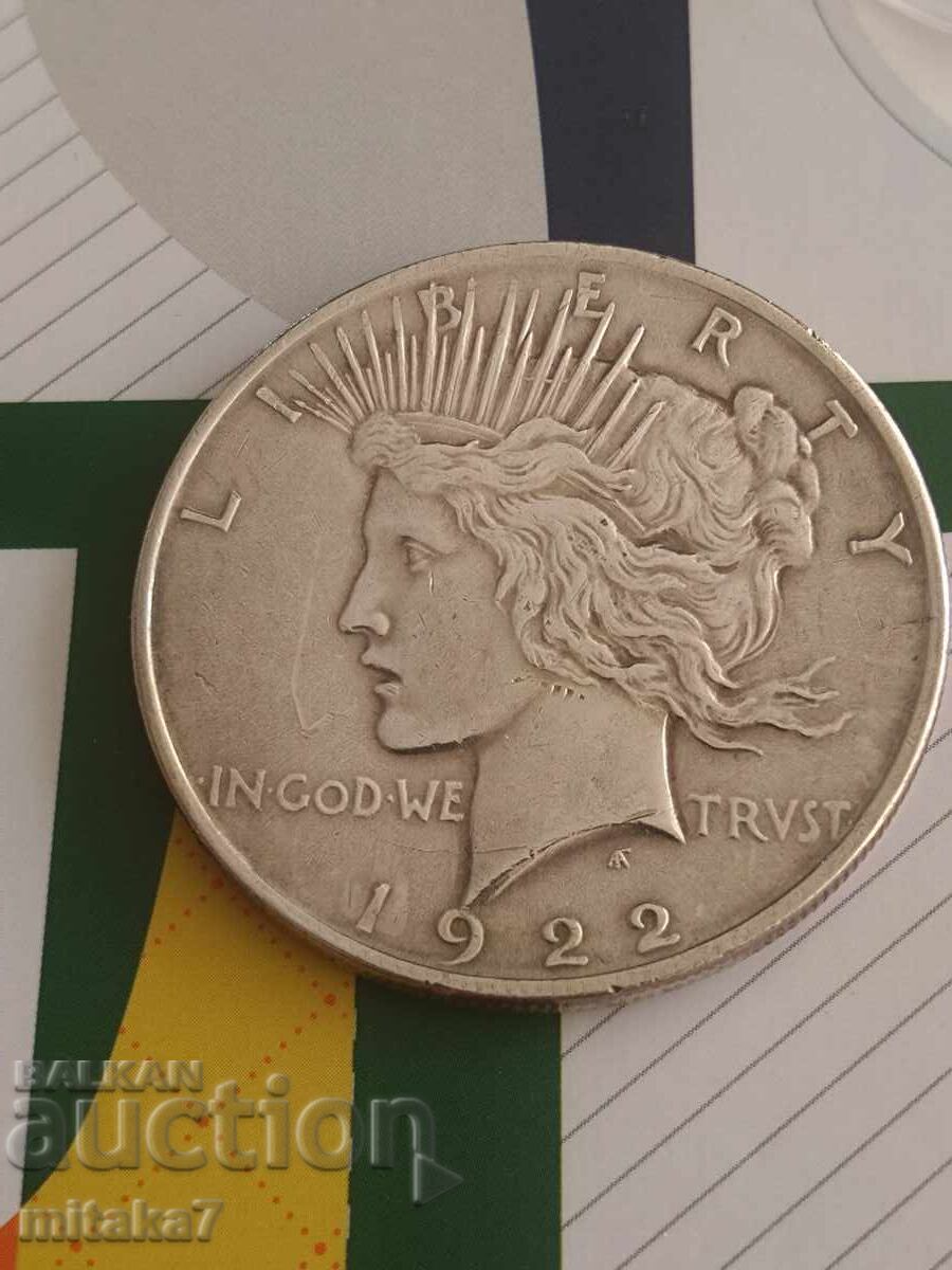 Peace Dollar 1922, Silver, USA with price 88.00 BGN | € 44.99 Peace Dollar 1922, Silver, USA with price 88.00 BGN | € 44.99