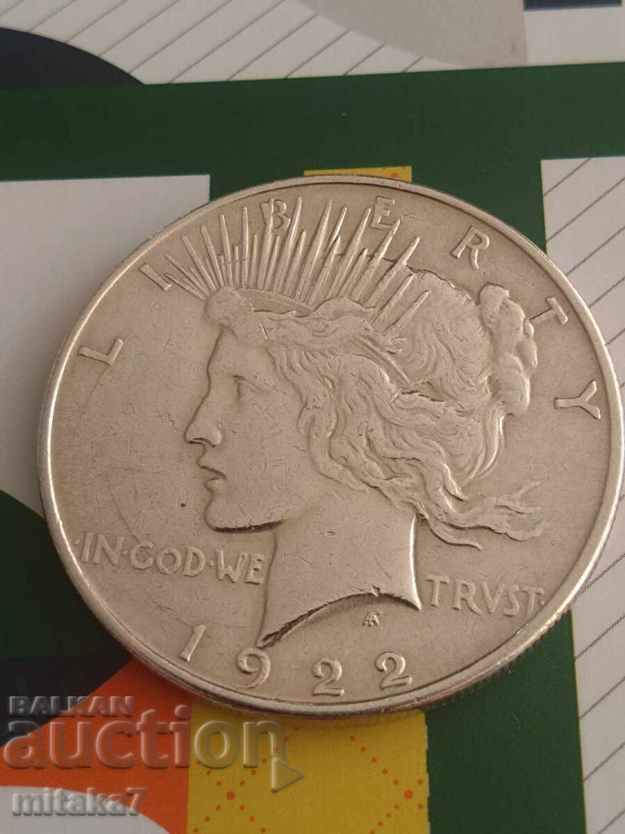 Peace Dollar 1922, Silver, USA with price 88.00 BGN | € 44.99 Peace Dollar 1922, Silver, USA with price 88.00 BGN | € 44.99