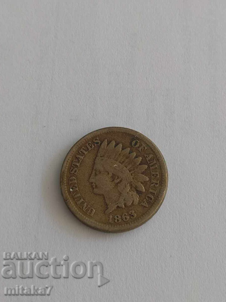 1 cent 1863, SUA cu preț € 9.00 | 17.60 BGN