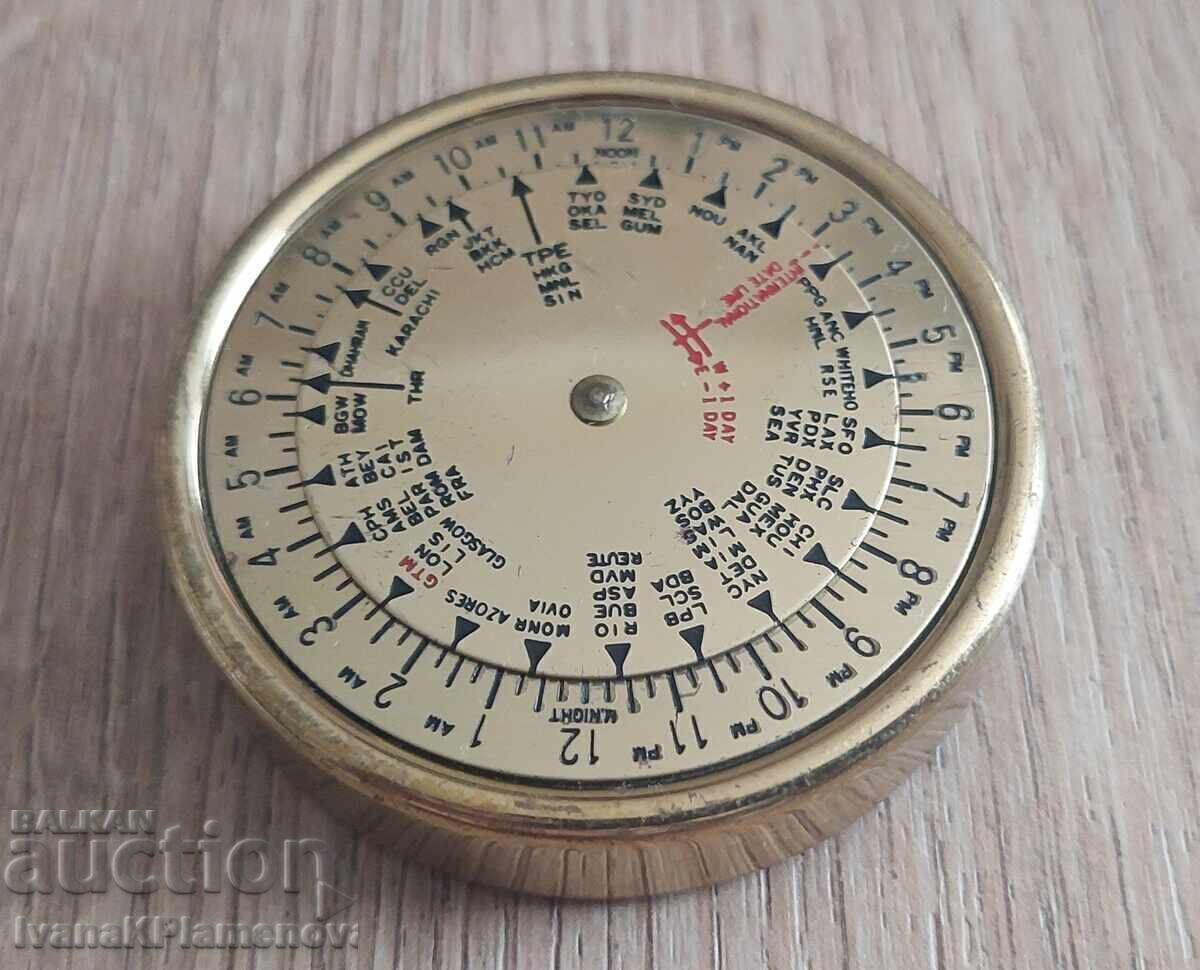 Auction Brass World Time Desk Indicator Auction Brass World Time Desk Indicator