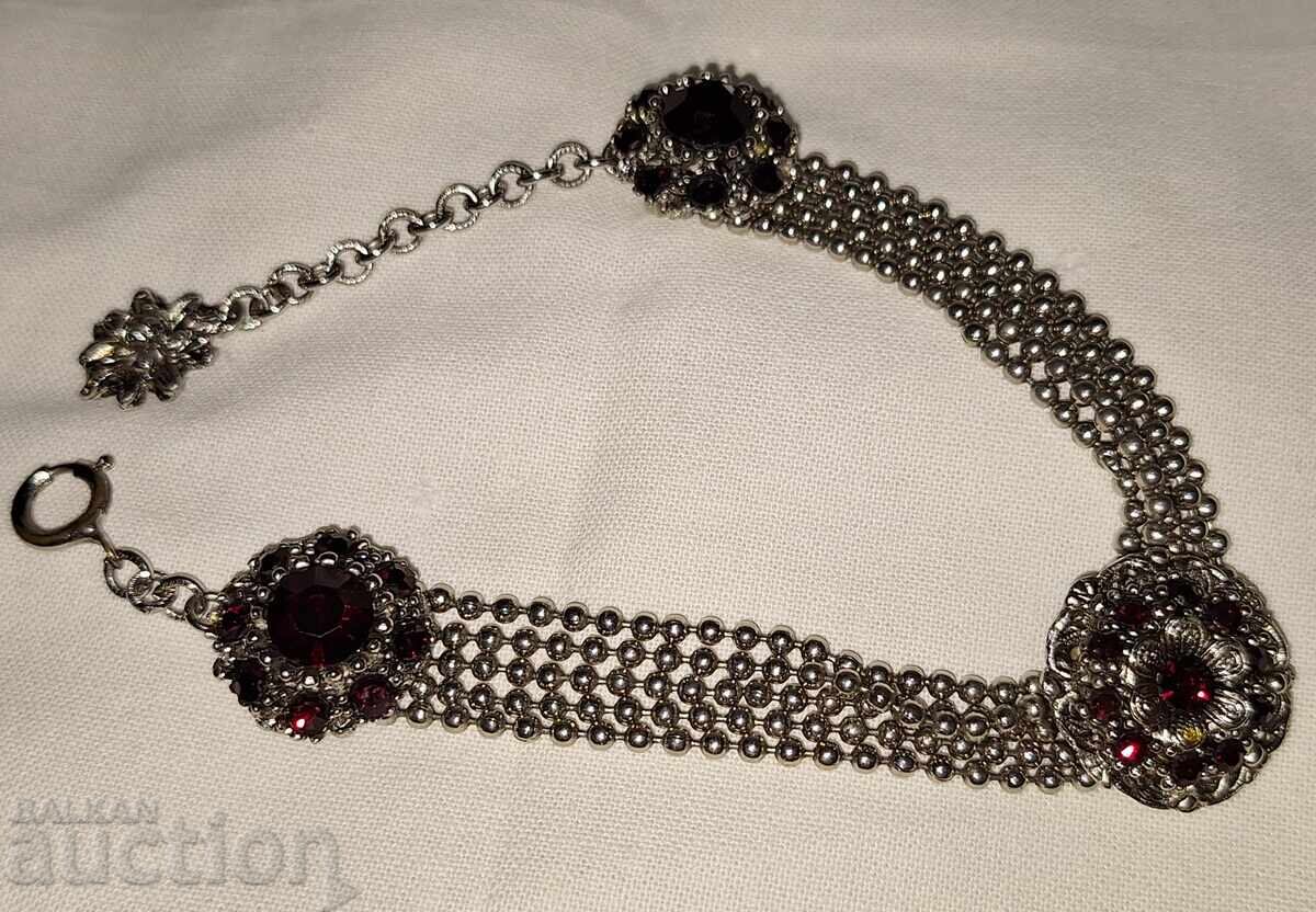 Beautiful vintage women's bracelet with red stones with price 50.00 BGN | € 25.56