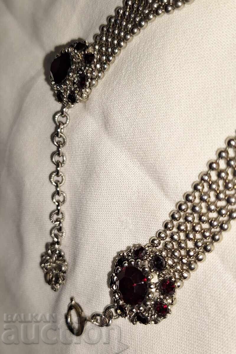 Beautiful vintage women's bracelet with red stones - 6