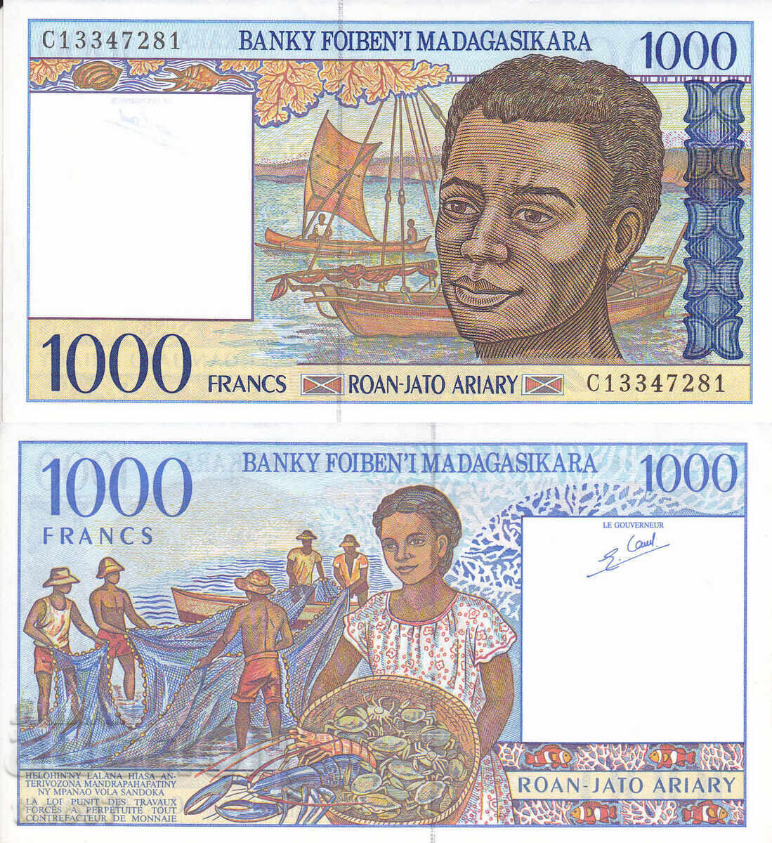 tino37 - MADAGASCAR - 1000 FRANCI - 1994 - AU tino37 - MADAGASCAR - 1000 FRANCI - 1994 - AU