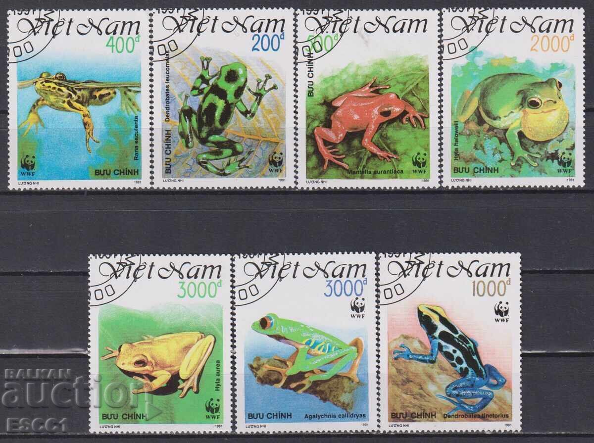 Σφραγισμένες γραμματόσημες WWF Fauna Βάτραχοι 1991 από Βιετνάμ