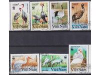 Timbre ștampilate WWF Fauna Păsări Macarale 1991 din Vietnam