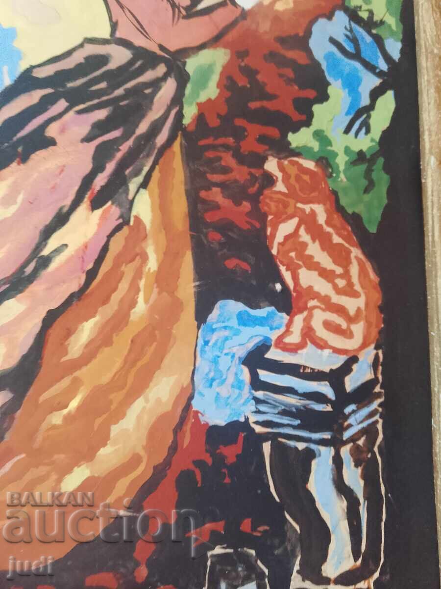 Auction  Old mixed media painting