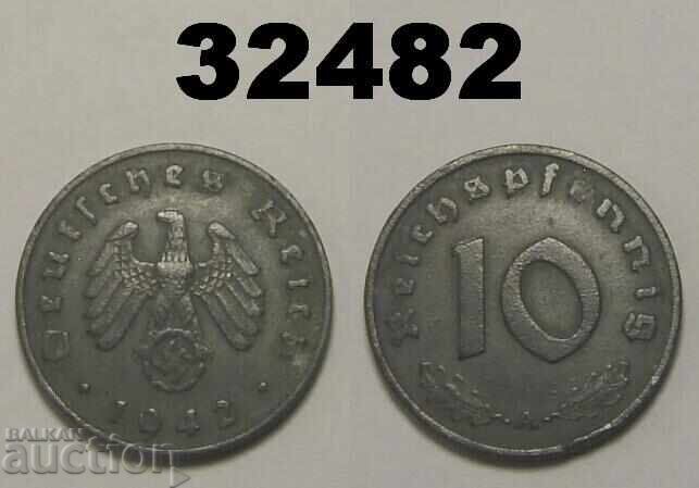 Germania 10 pfennig 1942 A Svastică Germania 10 pfennig 1942 A Svastică