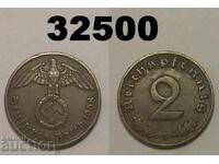 Germania 2 Pfennig 1938 D Svastică