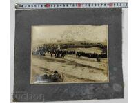 OPENING MONUMENT FLAG SOLDIERS OLD PICTURE CARDBOARD