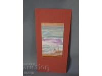 Veche pictură de maestru acuarelă tablou peisaj