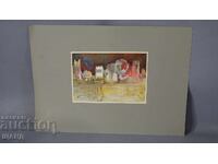 Veche pictură de maestru acuarelă tablou peisaj