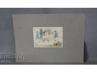 Veche pictură de maestru acuarelă tablou peisaj