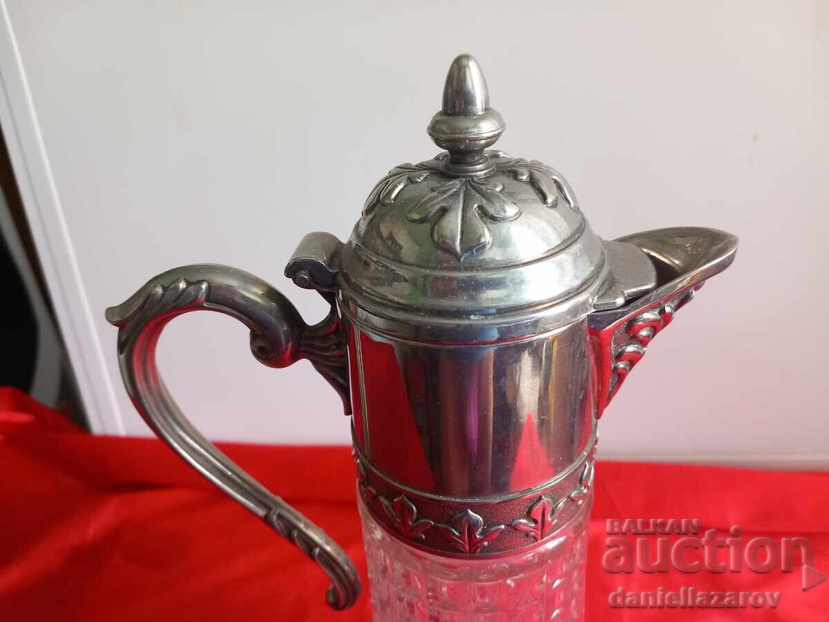 Old Crystal Pitcher, Carafe, Silver Plated with price 85.00 BGN | € 43.46