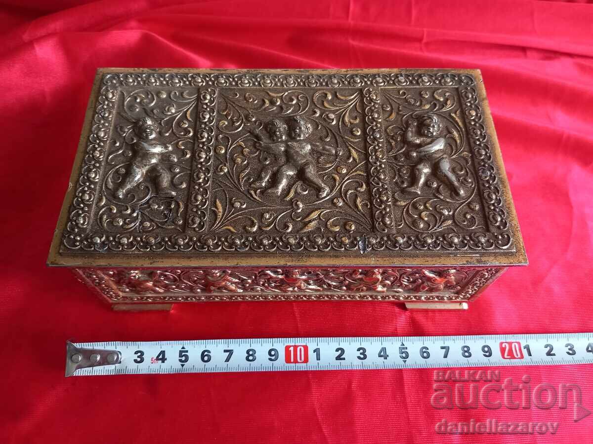 Παλαιό ΜΠΑΡΟΚ Κουτί, Επιχρύσωση, Χερουβείμ, Άγγελοι - 6