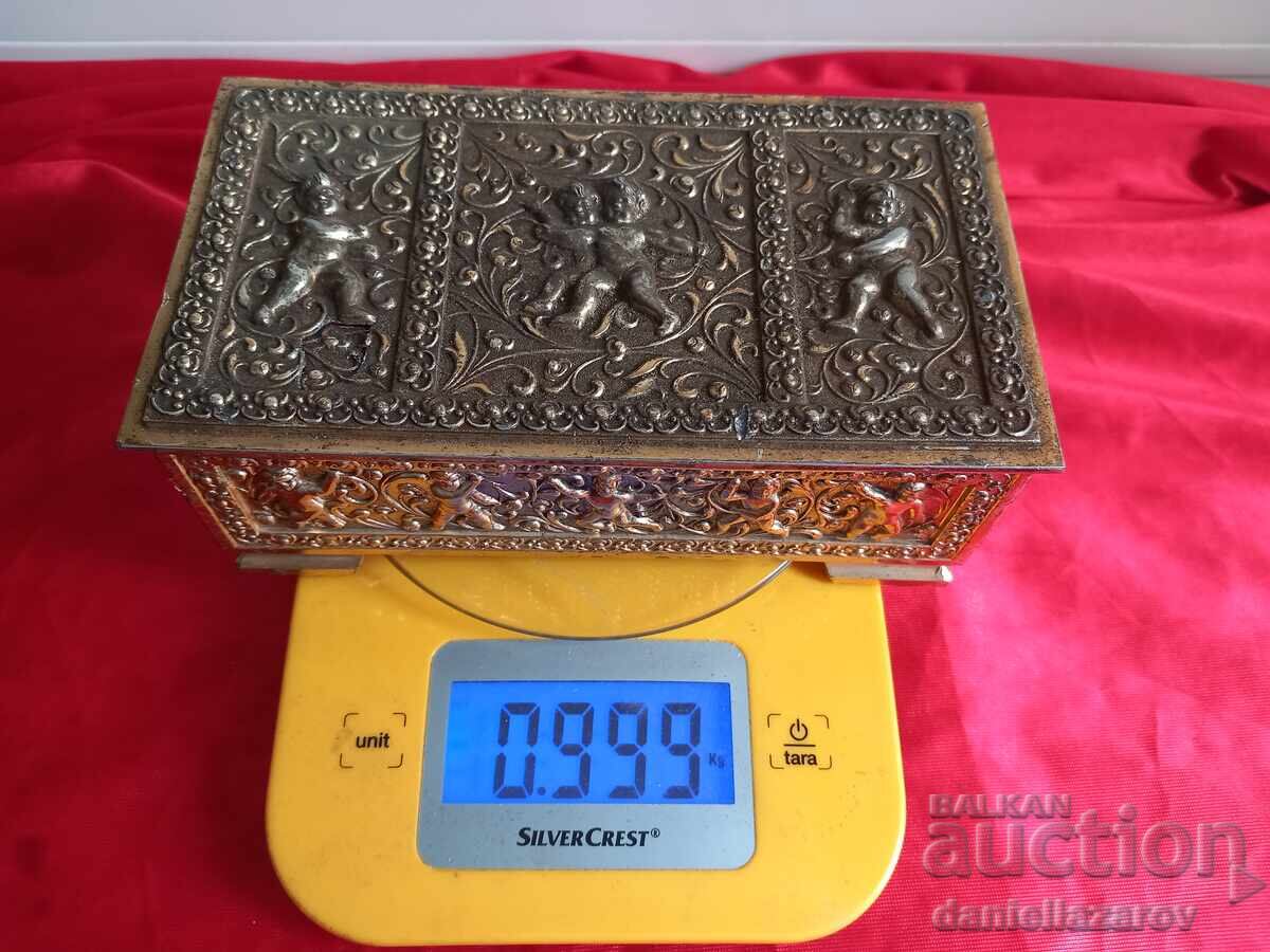 Παλαιό ΜΠΑΡΟΚ Κουτί, Επιχρύσωση, Χερουβείμ, Άγγελοι - 7