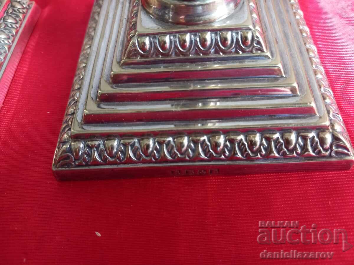 Аукцион Стари Английски Дебело Посребрени СВЕЩНИЦИ. Маркирани!