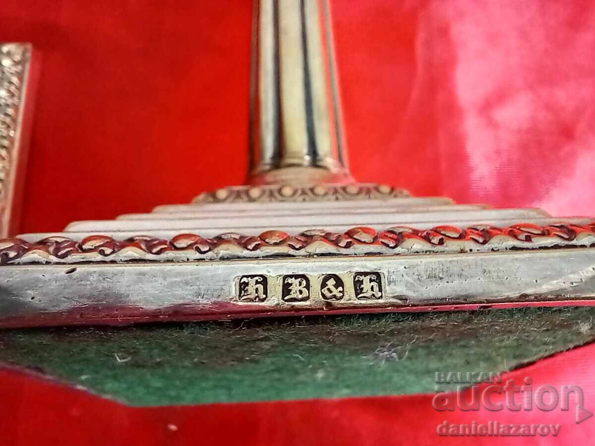 Стари Английски Дебело Посребрени СВЕЩНИЦИ. Маркирани! - 5