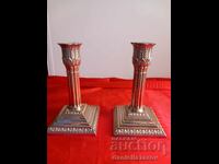 Стари Английски Дебело Посребрени СВЕЩНИЦИ. Маркирани!