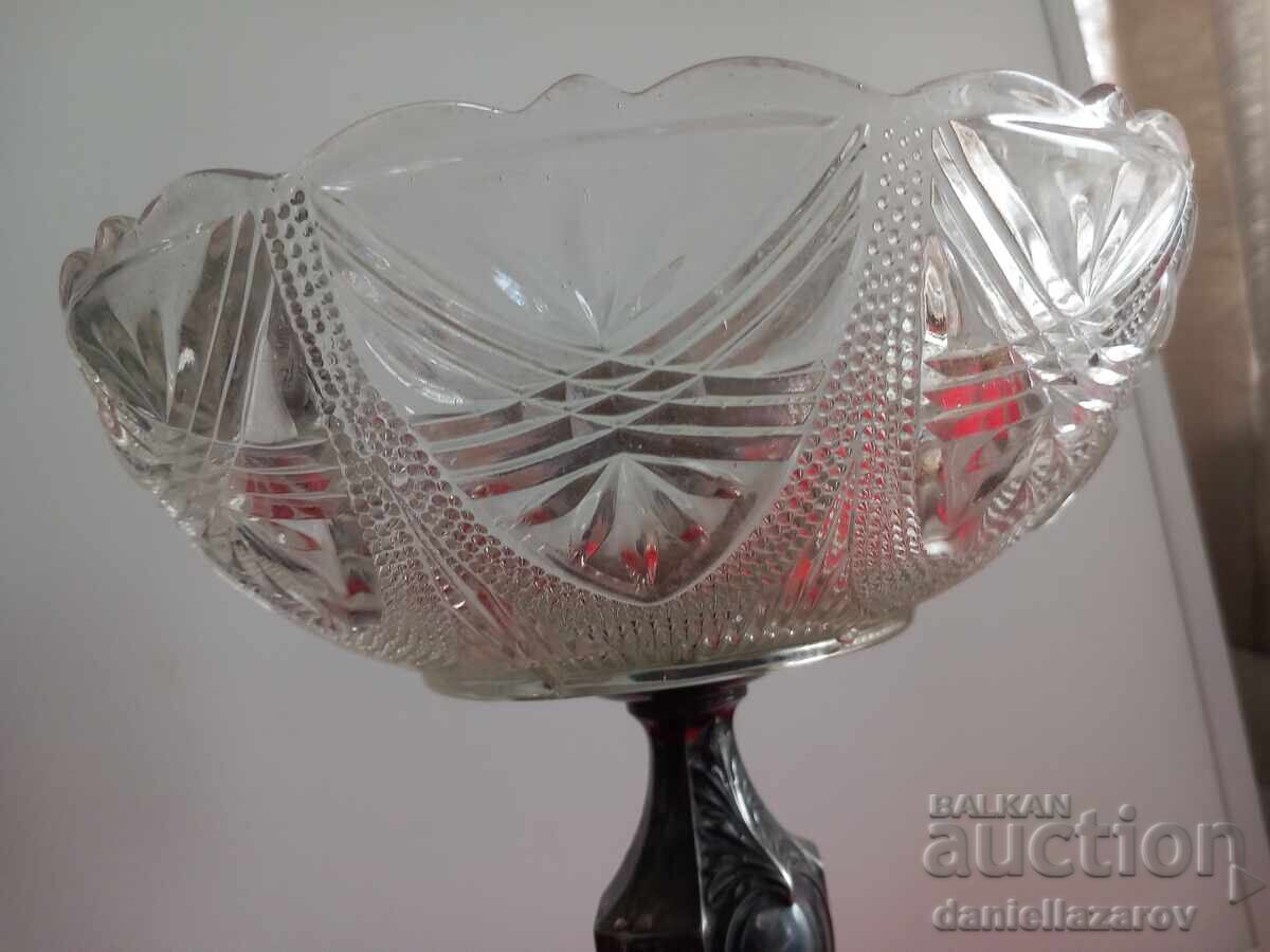  Стил АРТ ДЕКО , Много Красива Голяма ФРУКТИЕРА Посререна , - 5