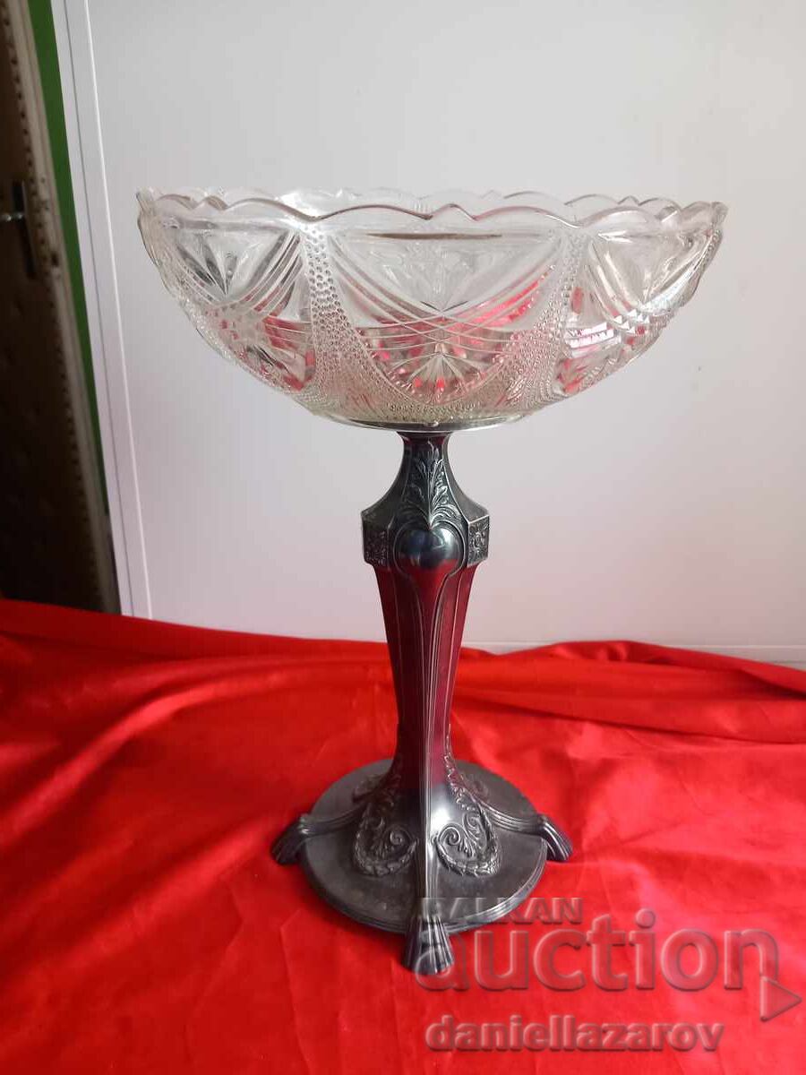  Стил АРТ ДЕКО , Много Красива Голяма ФРУКТИЕРА Посререна ,