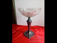 Stil ART DECO, Foarte Frumoasă, Mare, FRUCTIERĂ Argintată