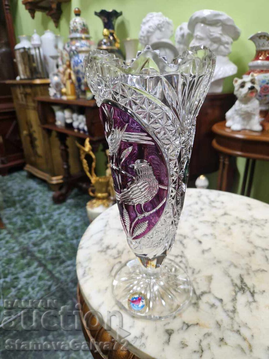 O minunată vază antică germană de cristal - 5