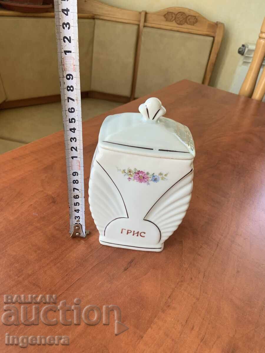 Porcelain Jar for Semolina Cup from Socialist Kitchen Bulgaria with price 9.00 BGN | € 4.60 Porcelain Jar for Semolina Cup from Socialist Kitchen Bulgaria with price 9.00 BGN | € 4.60