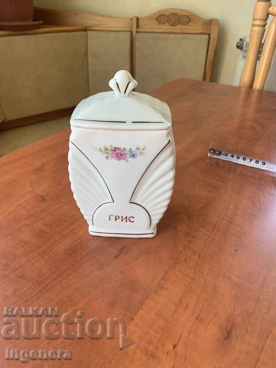 Porcelain Jar for Semolina Cup from Socialist Kitchen Bulgaria Porcelain Jar for Semolina Cup from Socialist Kitchen Bulgaria