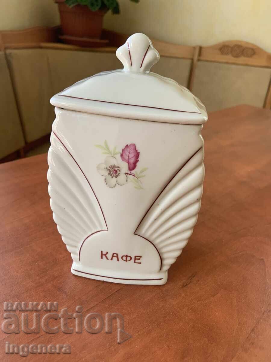 PORCELAIN JAR FOR COFFEE CUP FROM SOCIALIST KITCHEN BULGARIA