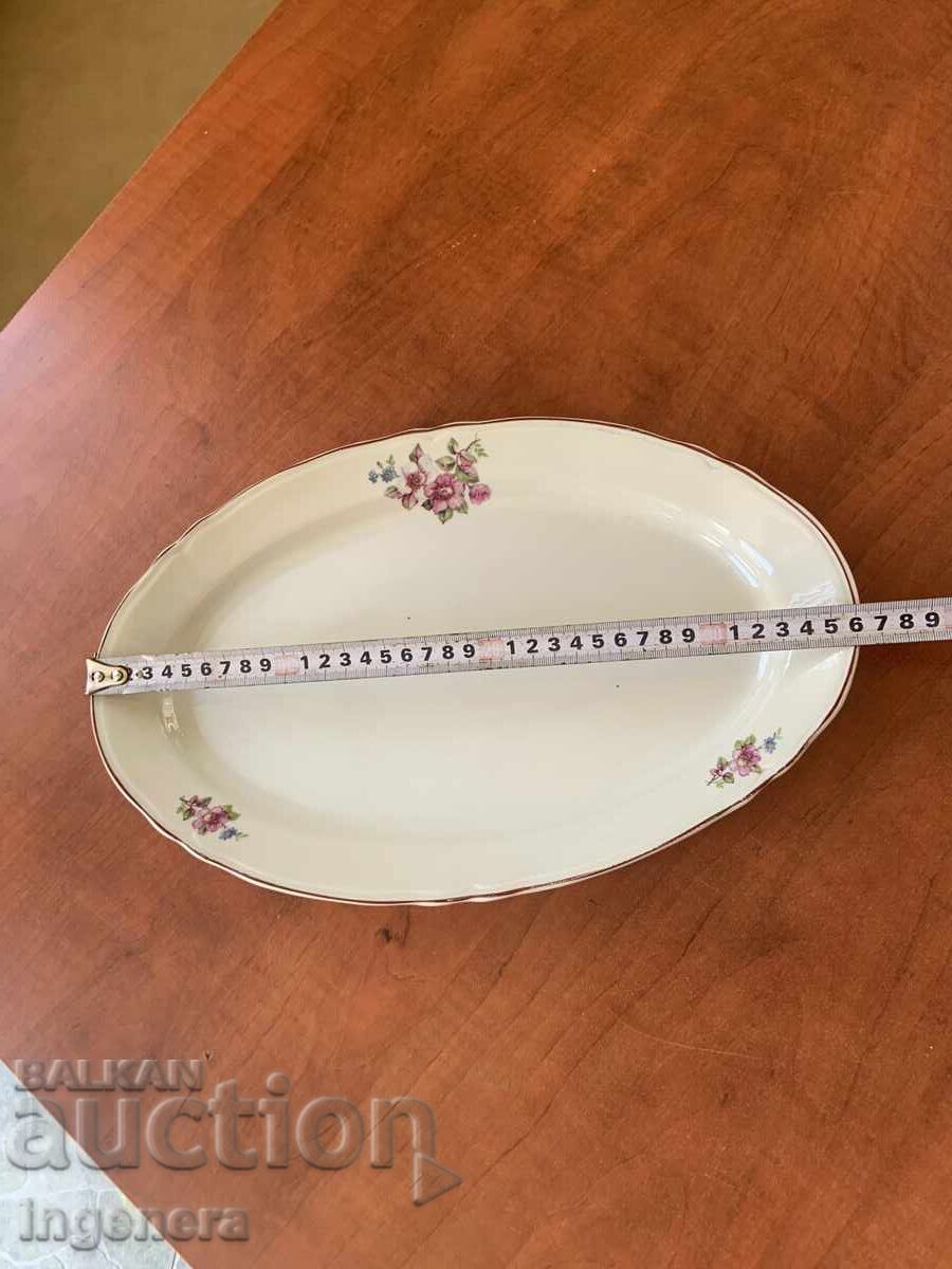 PORCELAIN PLATE TRAY BULGARIA LARGE FROM THE SOCIALIST ERA - MARKING with price 14.00 BGN | € 7.16 PORCELAIN PLATE TRAY BULGARIA LARGE FROM THE SOCIALIST ERA - MARKING with price 14.00 BGN | € 7.16
