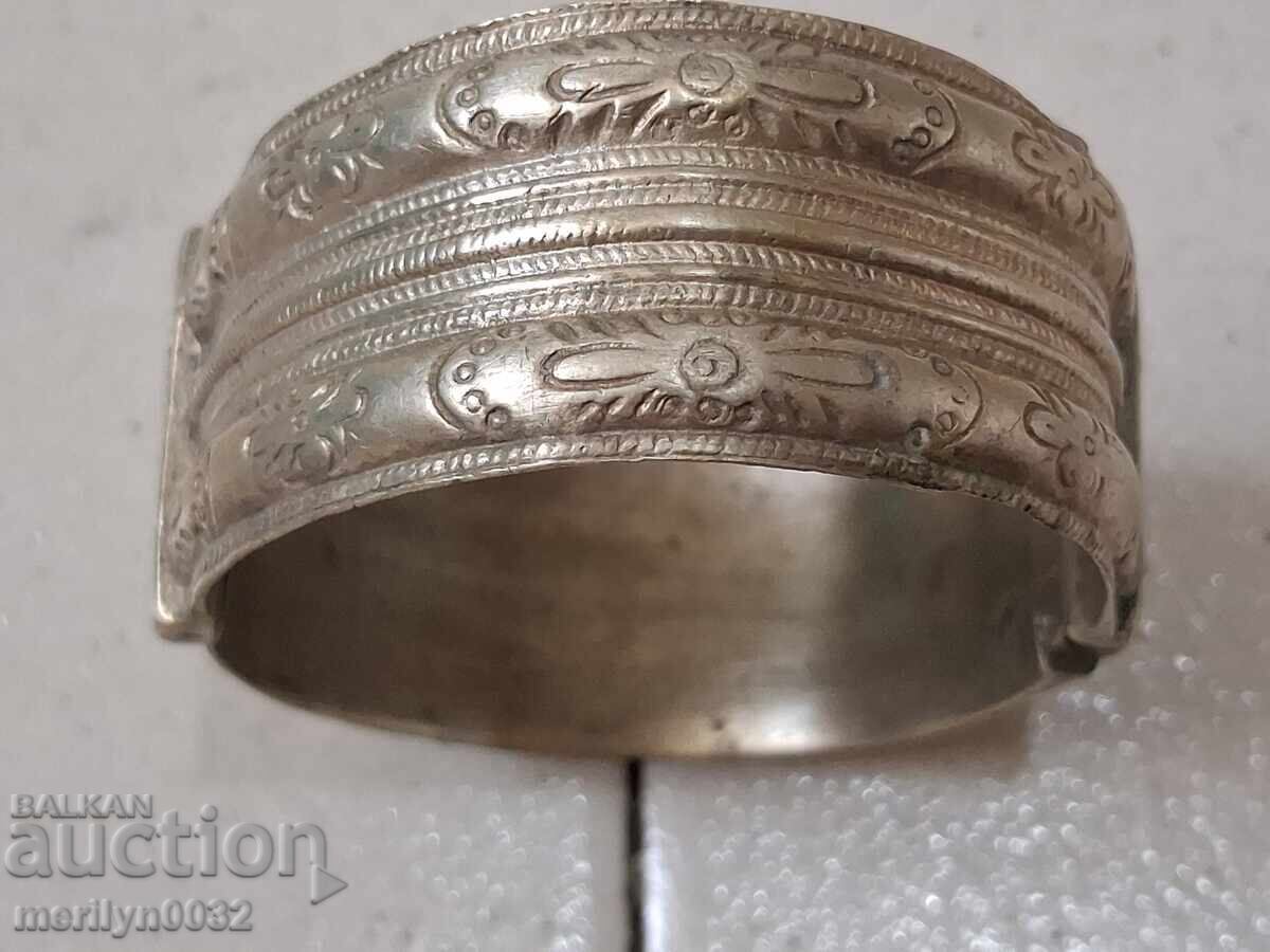 Възрожденска сребърна гривна с щифт сребро накит бижу носия - 7