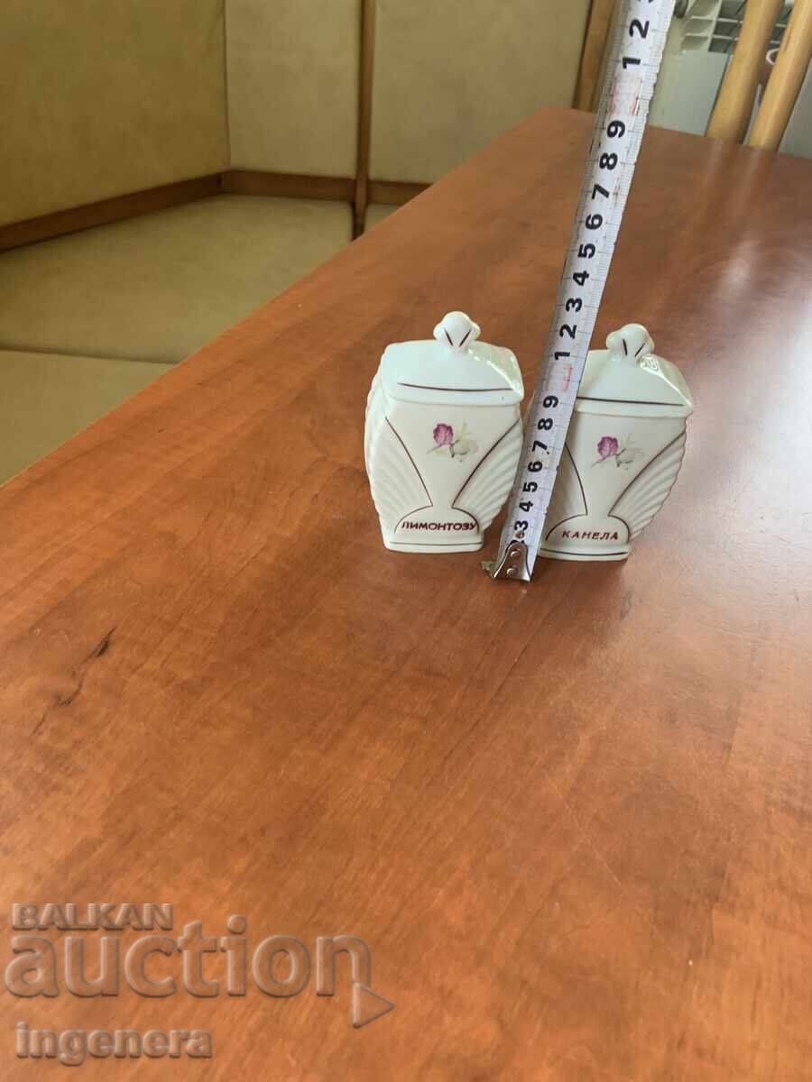 Παράδοση Πορσελάνινο Κύπελλο Βάζο για Μπαχαρικά από Σοσιαλιστική Βουλγαρία - 2 Τεμάχια