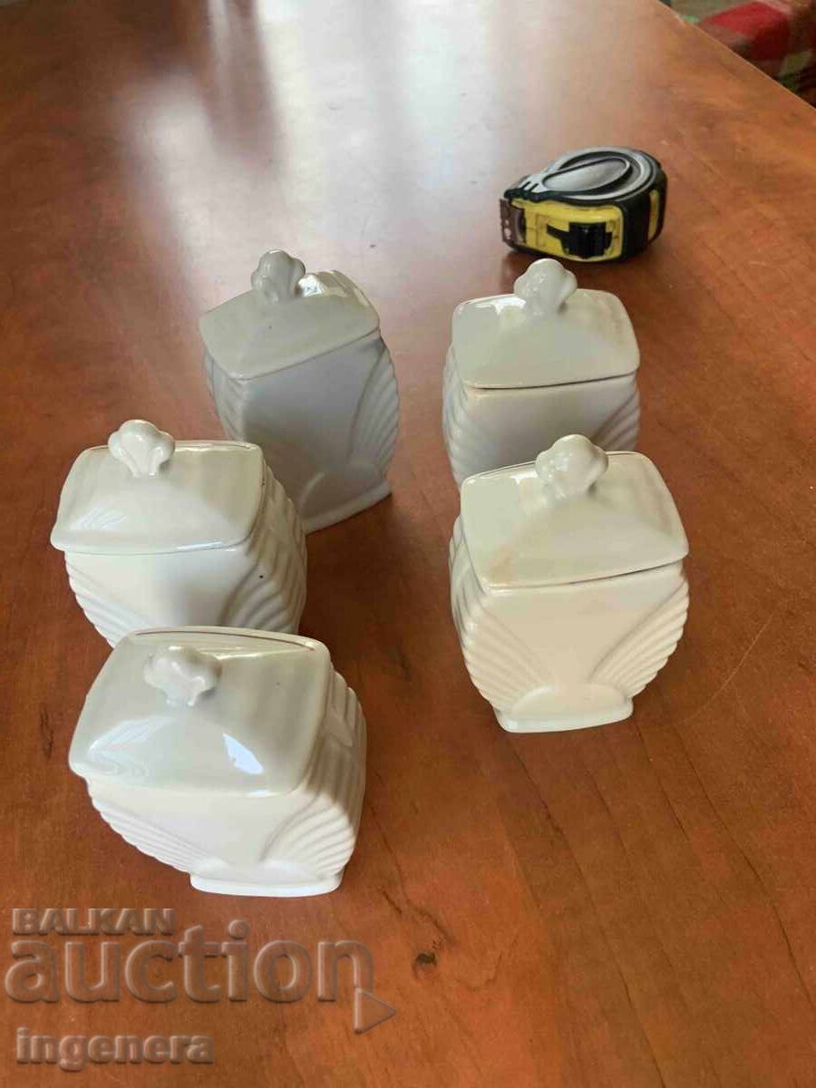 Porcelain Jar for Spices from Socialist Bulgaria - 5 pcs - 6