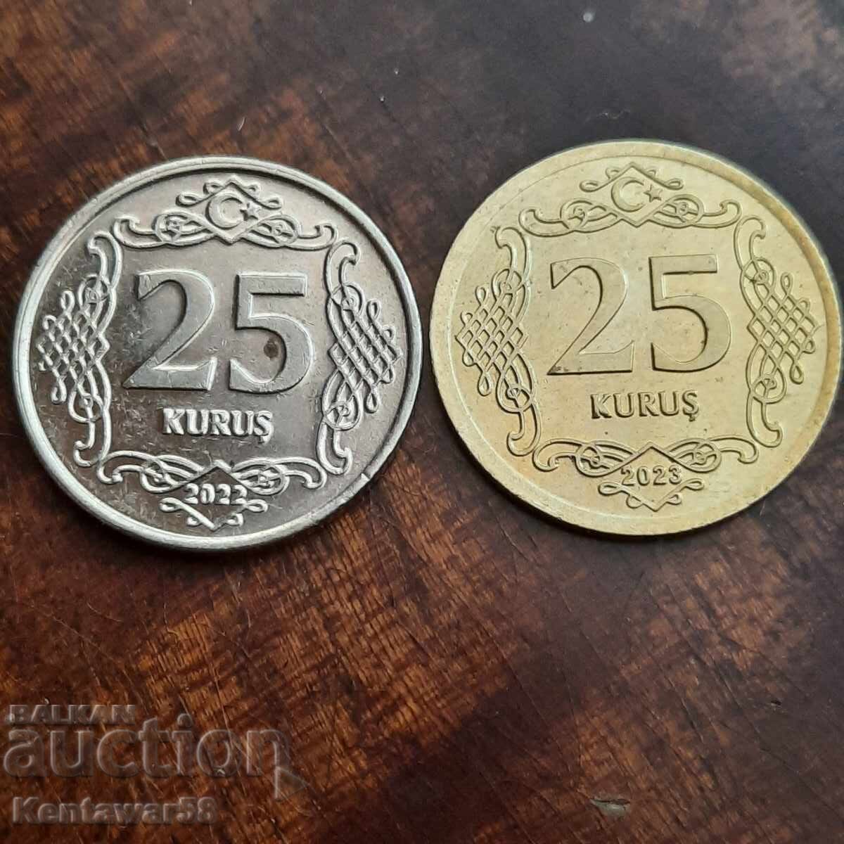 Turcia 25 kuruş 2022 și 2023 Turcia 25 kuruş 2022 și 2023