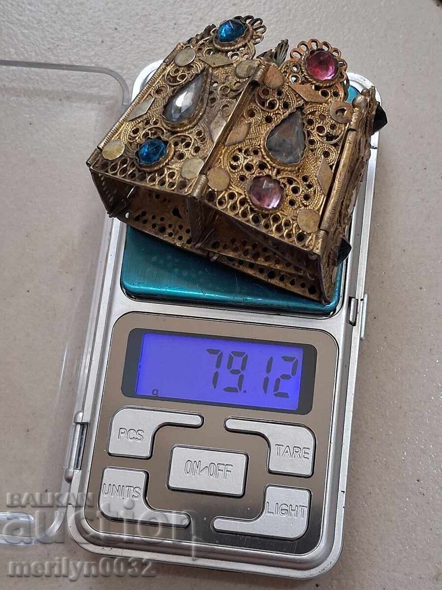 Възрожденски женски накит RRR сребро филигран позлата сокай - 5