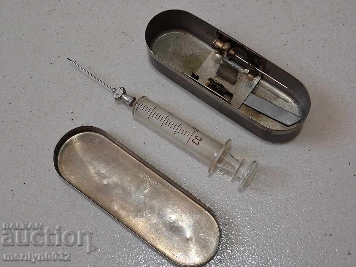 Σύριγγα γυάλινη ένεσης κατασκευασμένη στη Γερμανία WW2 - 5