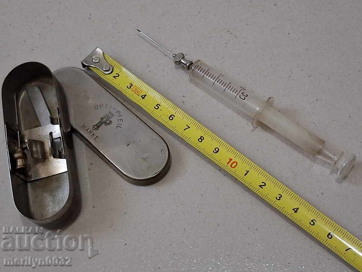 Σύριγγα γυάλινη ένεσης κατασκευασμένη στη Γερμανία WW2 - 6