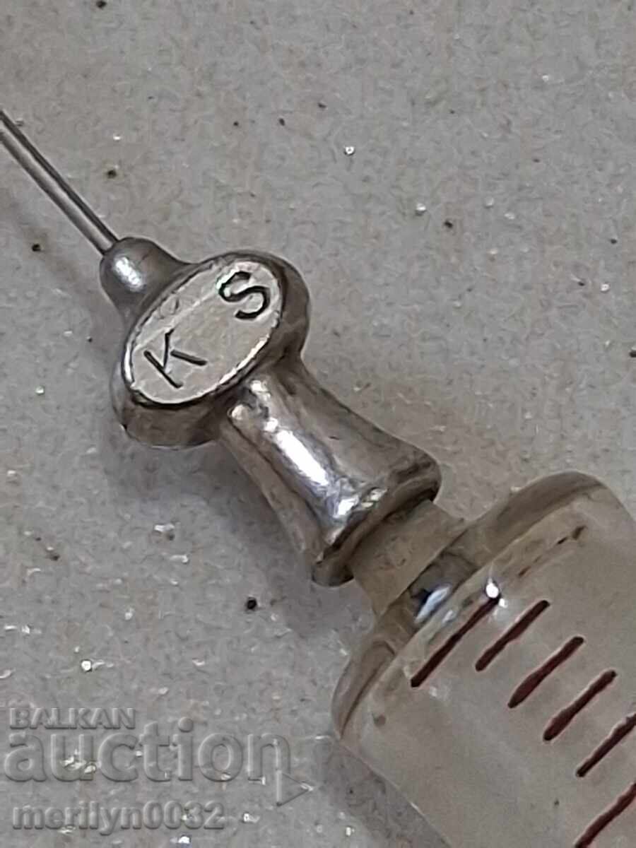 Σύριγγα γυάλινη ένεσης κατασκευασμένη στη Γερμανία WW2 - 7