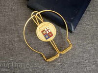 Луксозна щипка с кралски флагове позлатена