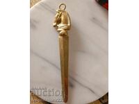 Lamă de scrisori din alamă - cap de cal